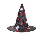 cadı Şapkası Baz Kuru Kafa ve Gül Baskılı