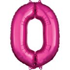 0 Rakam Koyu Pembe Folyo Balon 80 cm