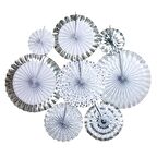 Yelpaze Metalize Gümüş Set 8 li