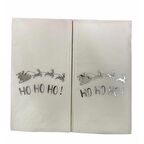 Gümüş Yaldızlı Beyaz Yılbaşı Ho Ho Ho Yazılı Peçete