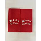 Gümüş Yaldızlı Kırmızı Yılbaşı Ho Ho Ho Yazılı Peçete