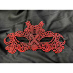 Kırmızı Dantel Masquerade Maskesi Çift Taraflı 10 No 