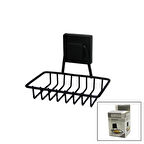 Siyah - Metal Katı Sabunluk Kare Güçlü Yapışkanlı 11x12.5x11cm 