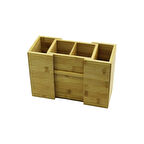 Aç-kapa - 2+2 Bölmeli   Tezgah Üstü  Bambu - Ahşap Kaşıklık 