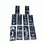 MİX DESEN 8X20CM TÜP KINA DESEN ÇIKARTMA ŞABLONU 10 PARÇA 