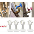Vantuzlu Geçmeli Kapı Kolu Stoper 4lü Set Beyaz 