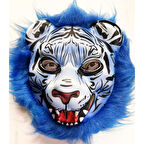 Mavi Saçlı Kaplan Maskesi Kurt Maskesi Mega Peluş 27 No 