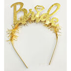 Altın Renk Bekarlığa Veda İtalik Yazı Alyanslı Bride Taç 