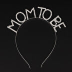 Kristal Taşlı Gümüş Renk Mom to Be Tacı Anne Tacı 