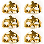 Altın Metalize Renk Düz Balo Parti Maskesi 6 Adet 