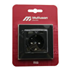 Mutlusan Rita-2220 629 0284 Blisterli - Kartlı Siyah - Usb + Type-c &amp;apos; Li Topraklı Priz Çerçeveli 