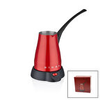KIRMIZI ELEKTİRKLİ CEZVE TÜRK KAHVE MAKİNESİ 5 FİNCAN - 400ML HAZNE PASLANMAZ ÇELİK 360 DERECE DÖNEBİLME SCM-2960 
