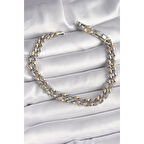 Pirinç Mix Renk Zirkon Taşlı Zincir Model VIP Seri Kadın Bileklik - Lisinya