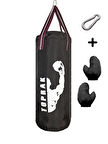 Boks Torbası Eldiven Ve Karabina Hediyeli İçi Dolu 50x20 Cm Siyah 4KG