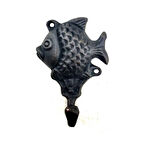 Antika Tarz Dekoratif Pirinç Balık Figürlü Askı - 84x51mm, Oksit ( Lisinya )