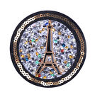 Aplike Ütü İle Yapışan Taşlı Eyfel Kulesi Siyah Arma 6 Cm