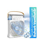 Taşınabilir Işıklı 5 Spreyli Vantilatör Buzlu Buharlı Vantilatör Mini Fan Nemlendirici ( Lisinya )