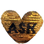 Aplike Ütü İle Yapışan Aşk Yazılı Pullu Sarı Arma 4x4 Cm