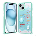 Mkorayavm Apple iPhone 14 Parlayan Sıvılı Simli Kabartma Figürlü Kılıf