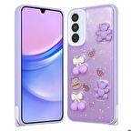 Mkorayavm Galaxy A15 Parlayan Sıvılı Simli Kabartma Figürlü Kılıf