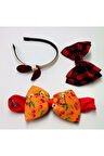 Renkli Desenli Taç Toka Bandana Set
