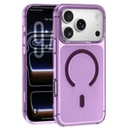 CaseOnn Apple iPhone 18 Pro Kılıf MagSafe Özellikli Sararmaz Kristal Sert Mika Kapak Mor
