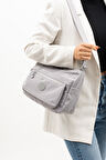 Çok Cepli Çapraz Askılı Kadın Omuz Çantası Orta Boy Günlük HV4008 Gri