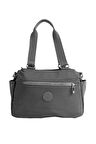 Çok Cepli Kadın Omuz Çantası Orta Boy Günlük HV4016 Koyu Gri
