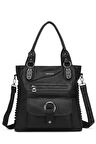 Barcelona Günlük Büyük ve Çok Cepli Kadın Omuz Çantası Uzun Askılı 1822 Siyah