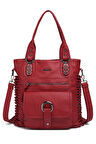Barcelona Günlük Büyük ve Çok Cepli Kadın Omuz Çantası Uzun Askılı 1822 Bordo