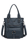 Barcelona Günlük Büyük ve Çok Cepli Kadın Omuz Çantası Uzun Askılı 1822 Jeans Mavi