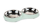 Beeztees Kedi İkili Mama ve Su Kabı, Paslanmaz Çelik, Mint, 35x18x3cm, 2x420ml