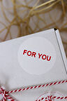 FOR YOU Yazılı Beyaz 40 mm Yuvarlak Yapışkanlı Sticker Etiket 120 Adet