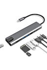 Macbook Uyumlu 8 In 1 4k Type C Usb 3.0 Hub Hdmı Rj45 Ethernet Sdtf Adaptör