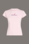 Kadın Ck Slim Script Logo T-Shirt - Pembe | 2XS