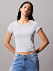CALVIN KLEIN Kadın Marka Logolu Pamuklu Günlük Kullanıma Uygun Gri T-Shirt LV047C200G P79