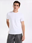 Calvin Klein Bisiklet Yaka Beyaz Erkek T-Shirt LV04LC240GYAF_SS SLIM STRETCH COTTO