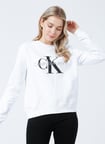 Calvin Klein Jeans Bisiklet Yaka   Normal Kalıp  Beyaz Kadın Sweatshirt J20J219140YAF