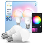 Philips Hue Essential 8W E27 806 Lumen Renkli Akıllı Ampul A60 (2'li Ekopaket)