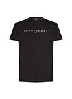 Tommy Jeans Bisiklet Yaka Siyah Erkek T-Shirt DM0DM20744BDS TJM REG LINEAR LOGO