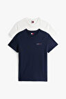 Erkek Tjm Slim 2'li Paket T-Shirt - Ekru/Lacivert | XS