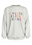 Calvin Klein Baskılı Erkek Çocuk  Beyaz Sweatshırt IB0IB02204YBI