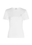 Tommy Hilfiger Bisiklet Yaka Düz Beyaz Kadın T-Shirt NEW SLIM CODY C-NK SS