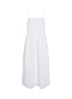 Tommy Hilfiger Kare Yaka Düz Beyaz Uzun Kadın Elbise LINEN MIDI SLIP DRESS