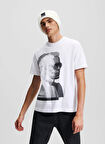 Karl Lagerfeld Jeans Bisiklet Yaka Baskılı Beyaz Erkek T-Shirt 246D1705_KLJ REGULAR SSLV KARL TEE