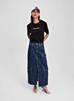 Karl Lagerfeld Jeans Yuvarlak Yaka Baskılı Siyah Kadın T-Shirt A3W17039