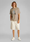 Calvin Klein Jeans Bej Erkek T-Shirt J30J327483PAH PHOTO MONOGRAM TEE