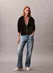 Calvin Klein Jeans Kapüşon Yaka Düz Siyah Kadın Sweatshırt LV047B237GUB1