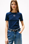 Kadın Grafik Baskılı Bisiklet Yaka T-Shirt - Lacivert | L