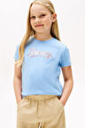 Kız Çocuk Payetli Yazı İşlemeli T-Shirt - Açık Mavi | 7 Yaş